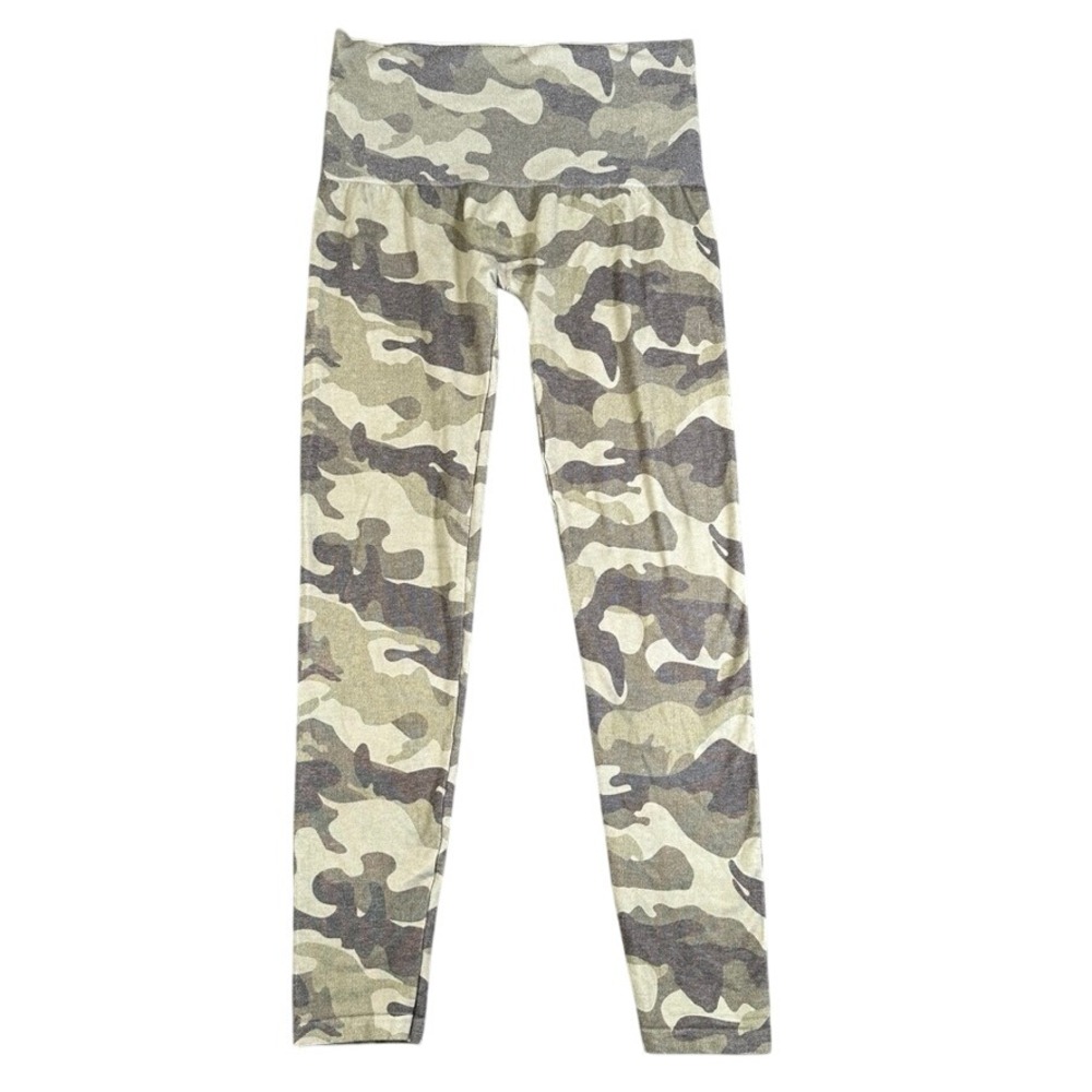 M. Rena Camo Seamless High Waisted Leggings Green Brown One Size Made in USA